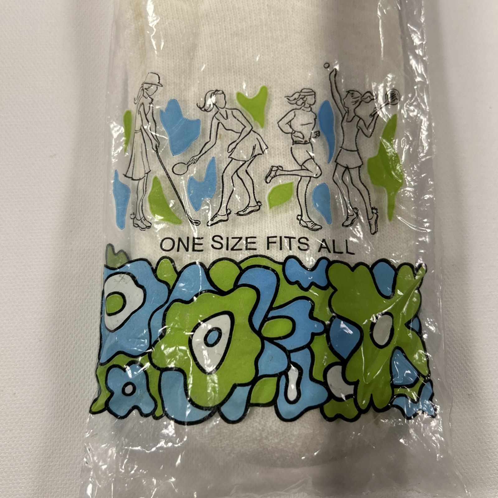 VTG Pom Socks White Baby Blue Your Caprice Action Sock OSFA Sport USA Made