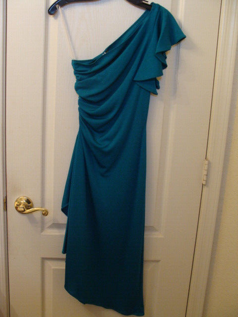 Vintage Climax By David Howard Evening Cocktail Prom Dress One Shoulder Geen Sm