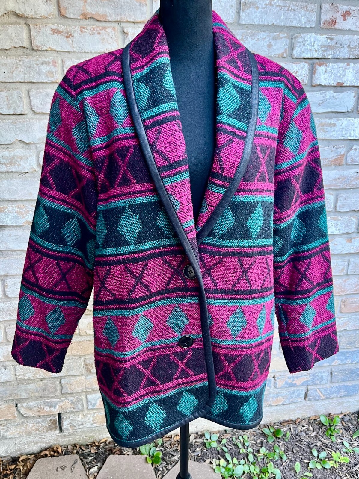 Vtg 80s Tapestry Jewel Tone Blazer by Jo Hardin Size Large
