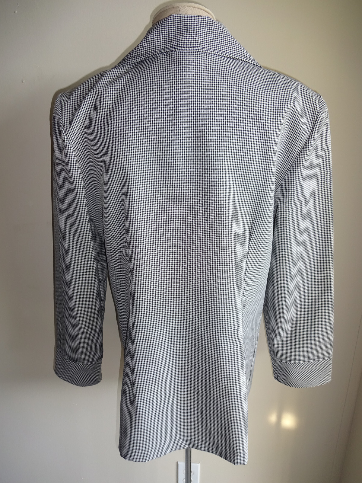 Womens Vintage Wrapper Houndstooth Double Breasted Jacket M Black White USA