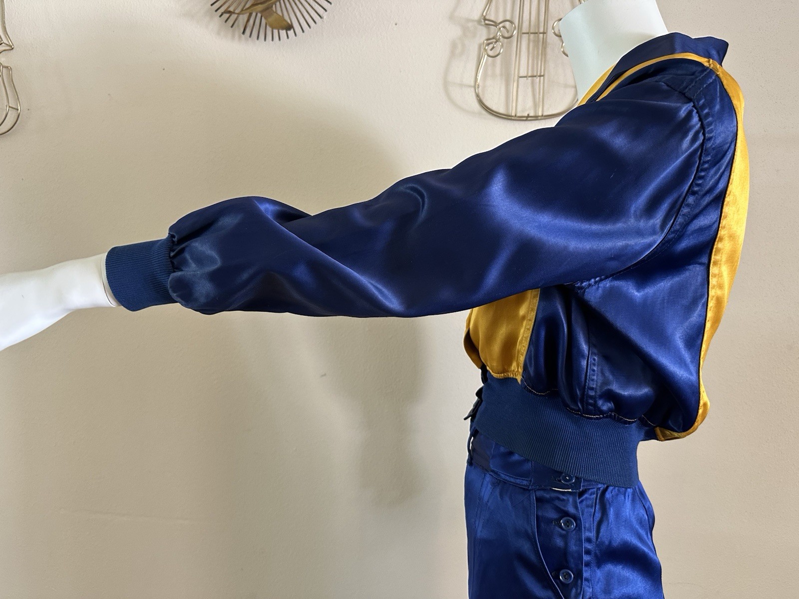 1930s Lowe & Campbell Blue Gold Satin Sportswear Set Western Ranchwear Rodeo