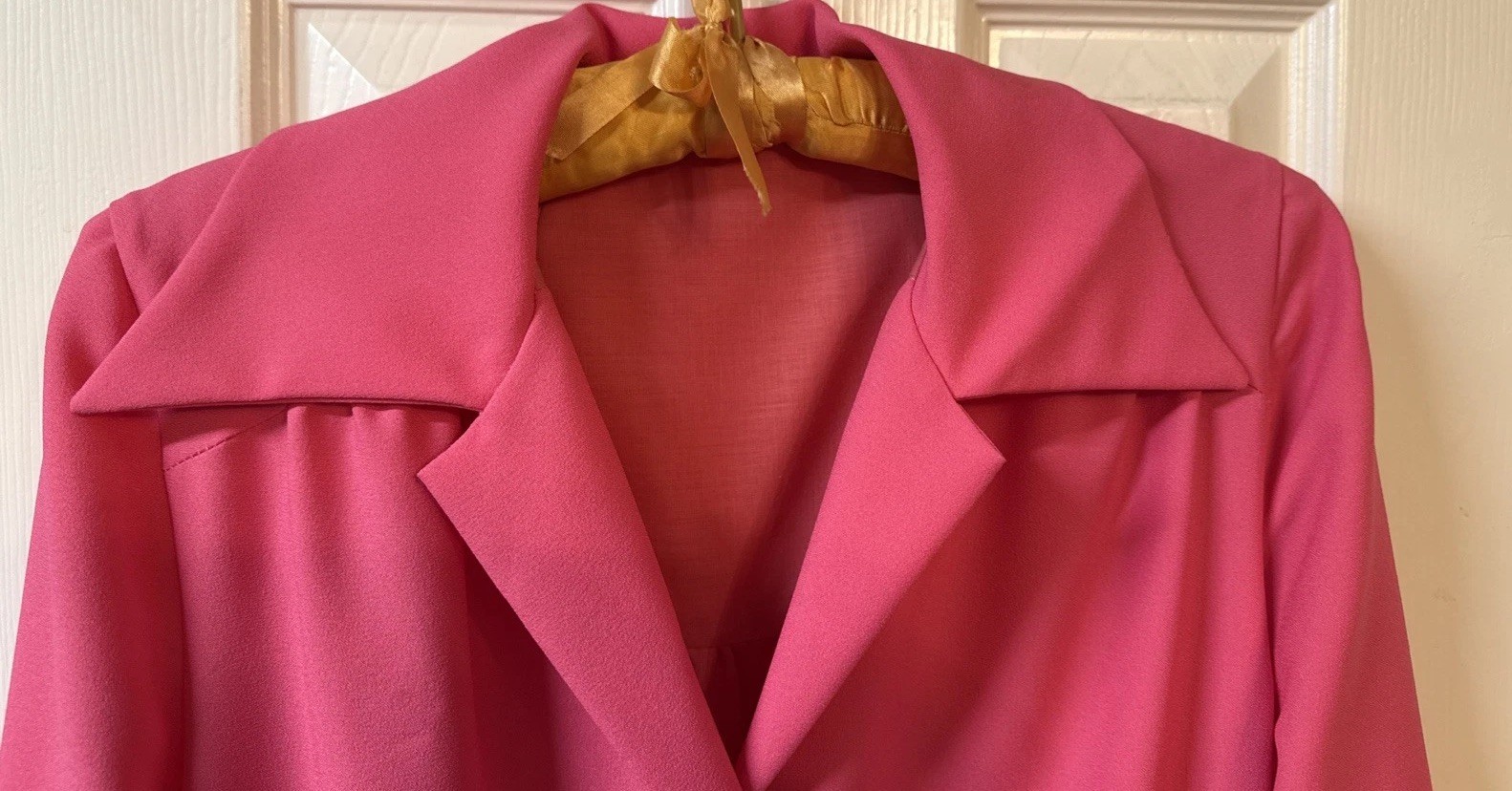 Vintage Floor Length Pink Maxi Dress With Belt Rhinestone Buttons Lined Nice