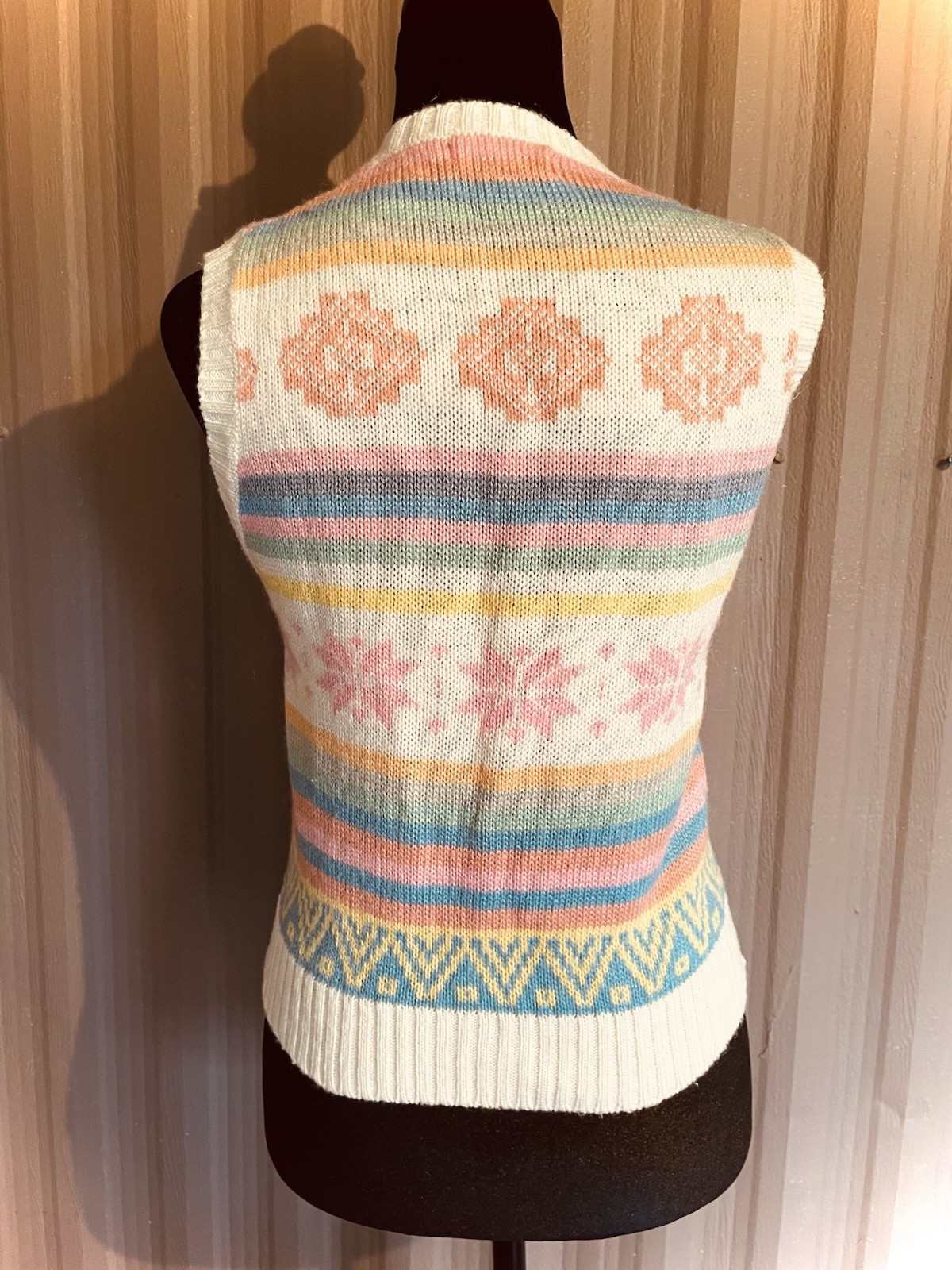 RARE 70s VTG Betsey Johnson Michael Milea Sweater Vest Pastel Kawaii S/M