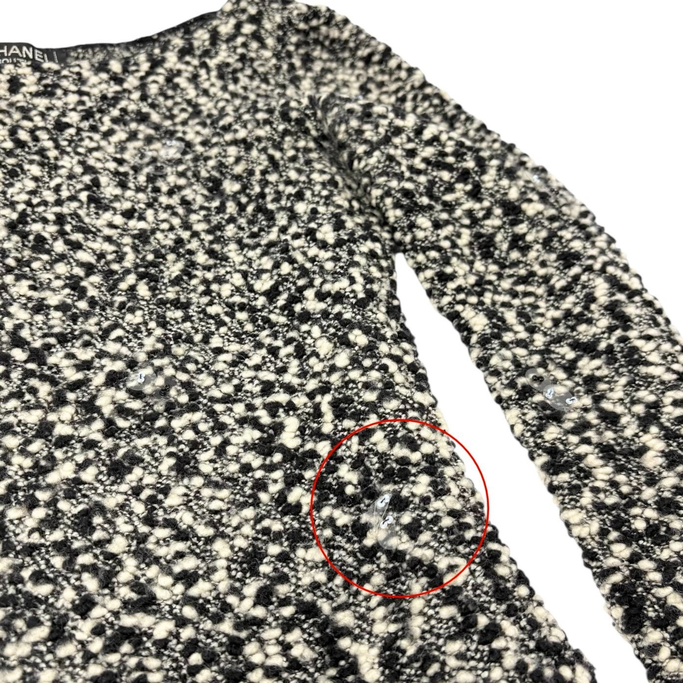 CHANEL Vintage 94A CC Logo Button Sequins Knit Sweater Dress #38 Black Wool