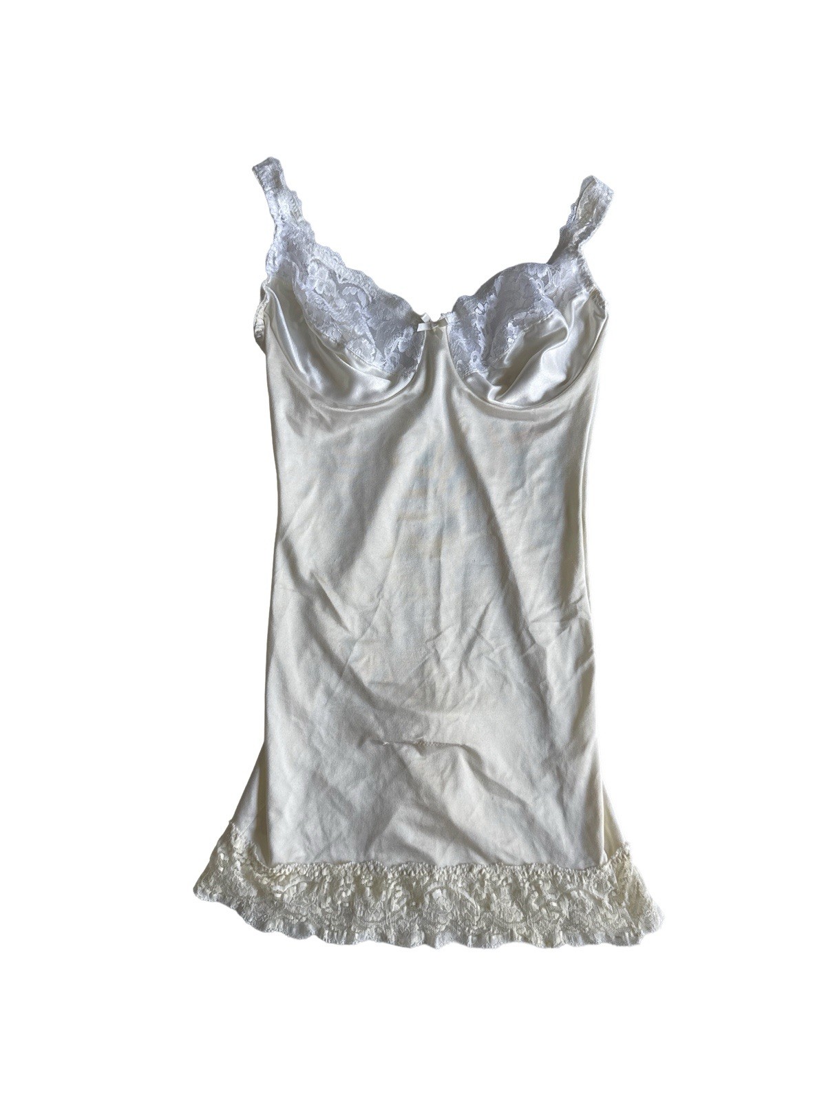 Vintage 90s Underwire Mini Dress Shapewear Bridal Bodysuit Lace Trim Romantic