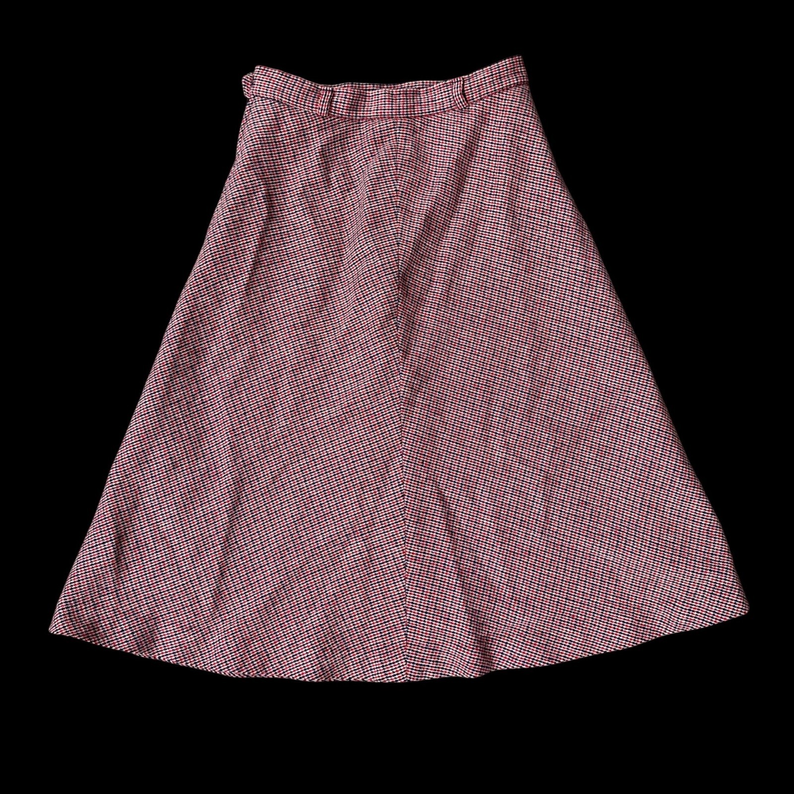 Vintage Skirt Wool Blend Size 10 Red Navy Blue Evan Picone USA 1970s Union Made