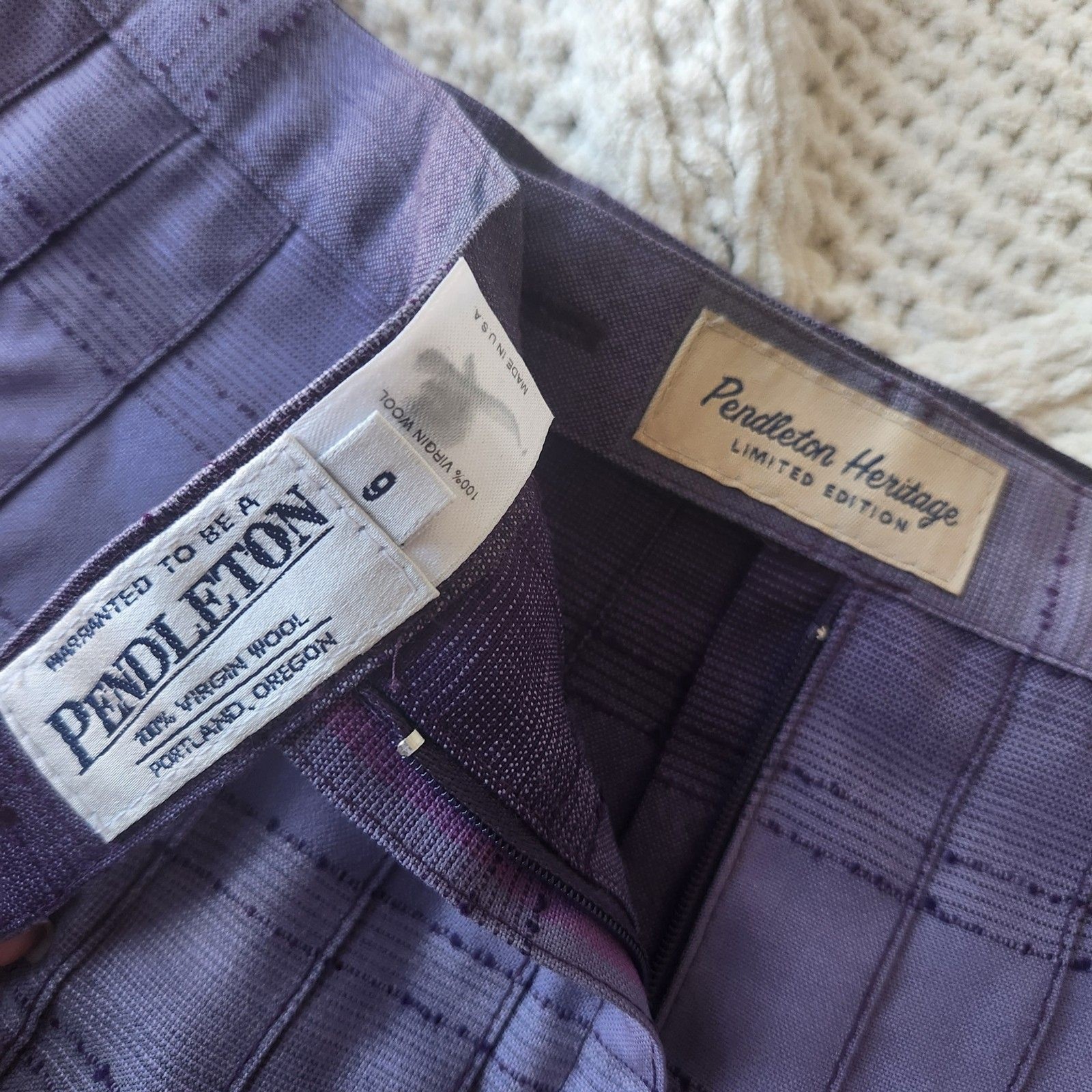 Vintage Pendleton Purple Plaid Pleated 100% Wool Maxi Skirt Size 6 Dark Academia