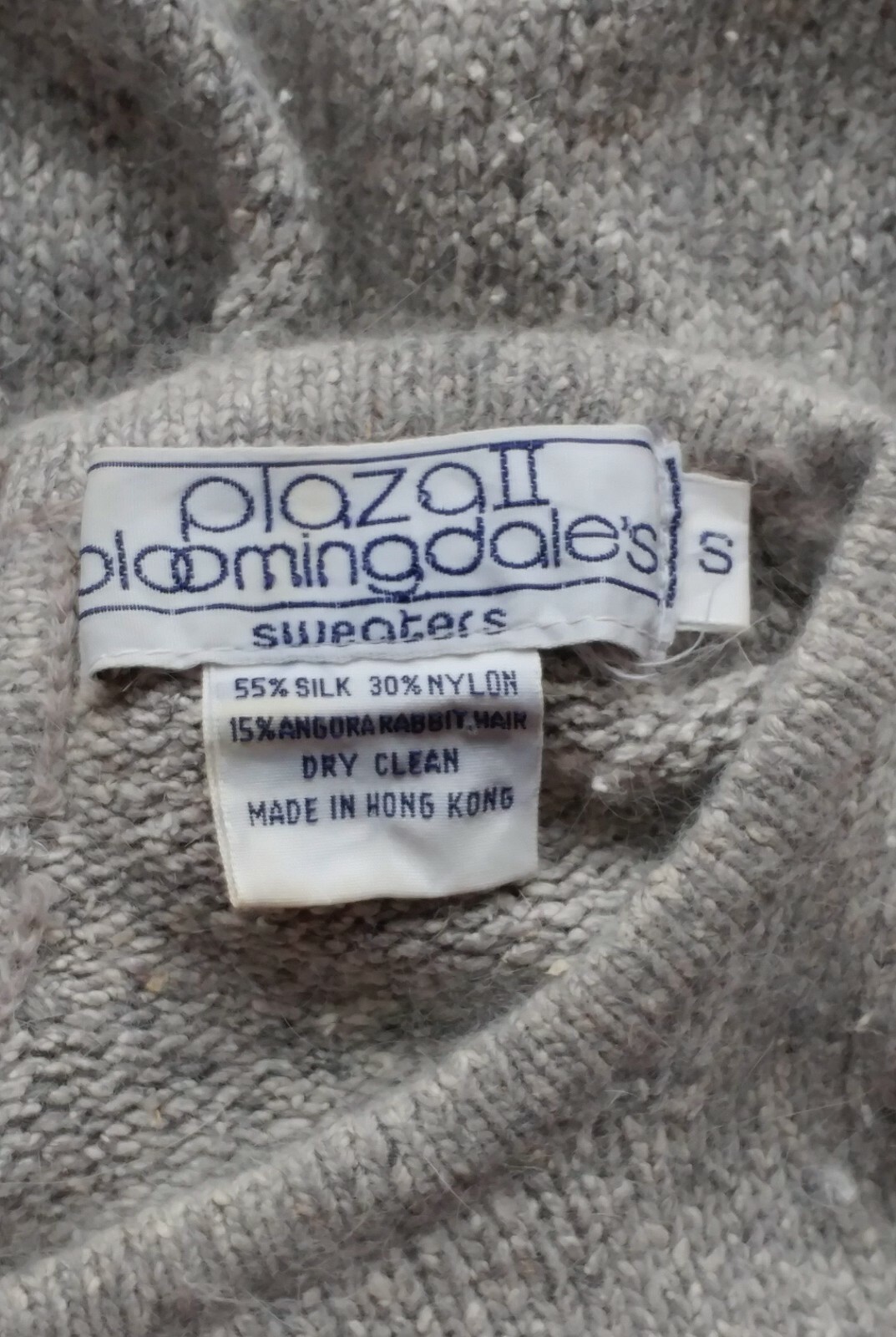 Vintage 1980s Women’s Pullover Sweater, Gray Silk Angora Blend, Size Small