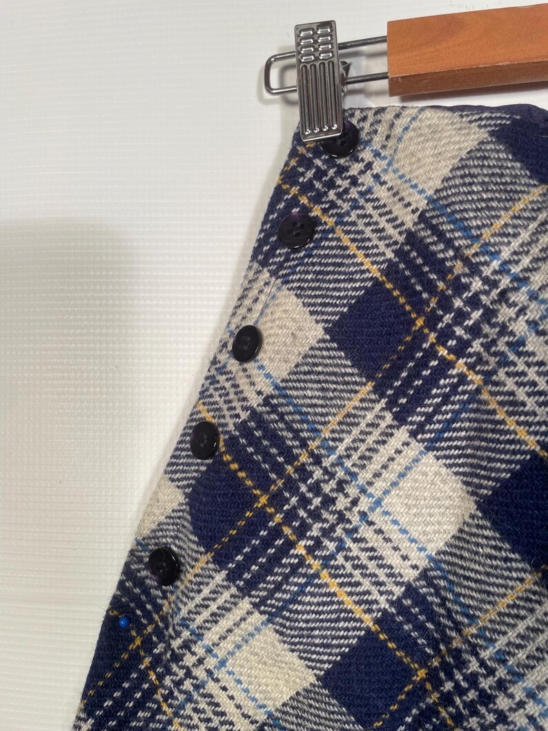Vintage 1970s Wool Plaid Mini Skirt Size 28 Waist