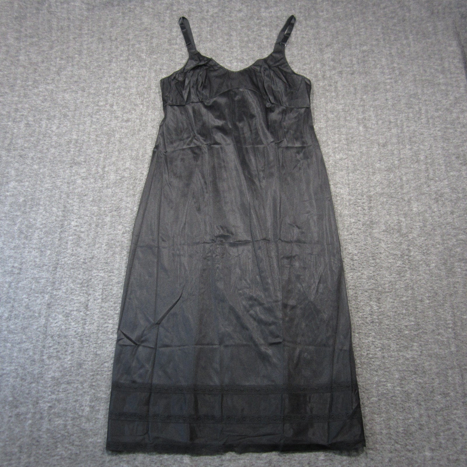 Vtg Sears Clip it Full Slip Size 36 Black Lace Trim Anti-Cling Lingerie USA NEW