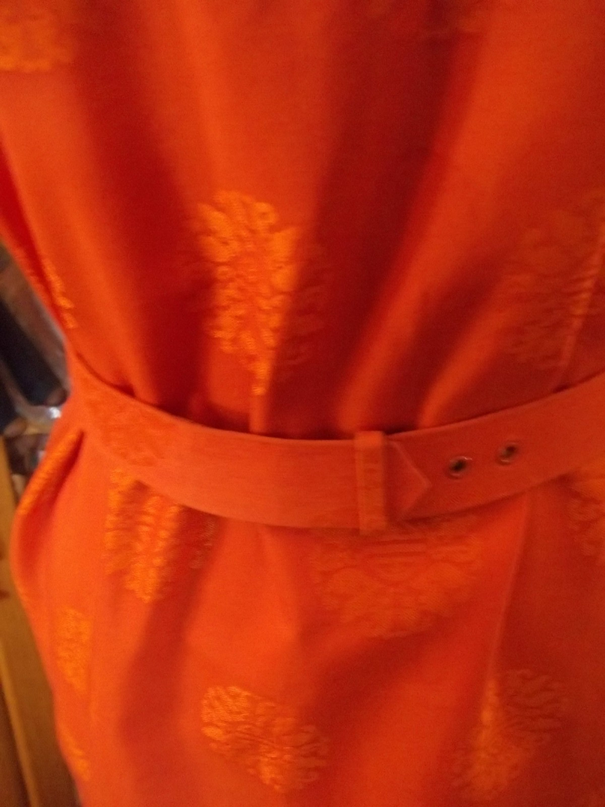Vintage 50’s 60’s Sydney Honolulu Hawaiian Dress Orange Back Drape + Belt Silk M