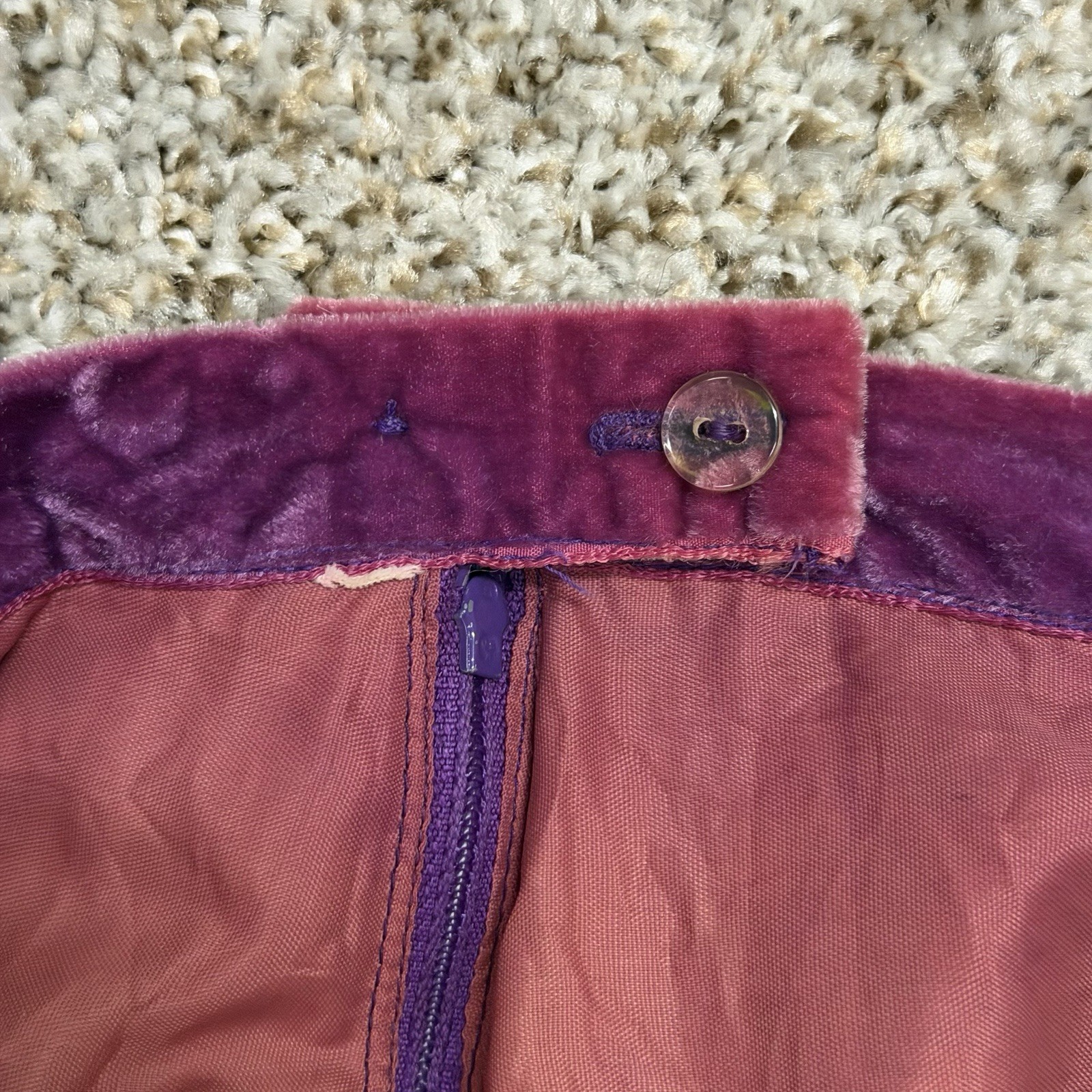 Vintage Alex Colman California Skirt Velvet Waist Pink Mod 60s 70s