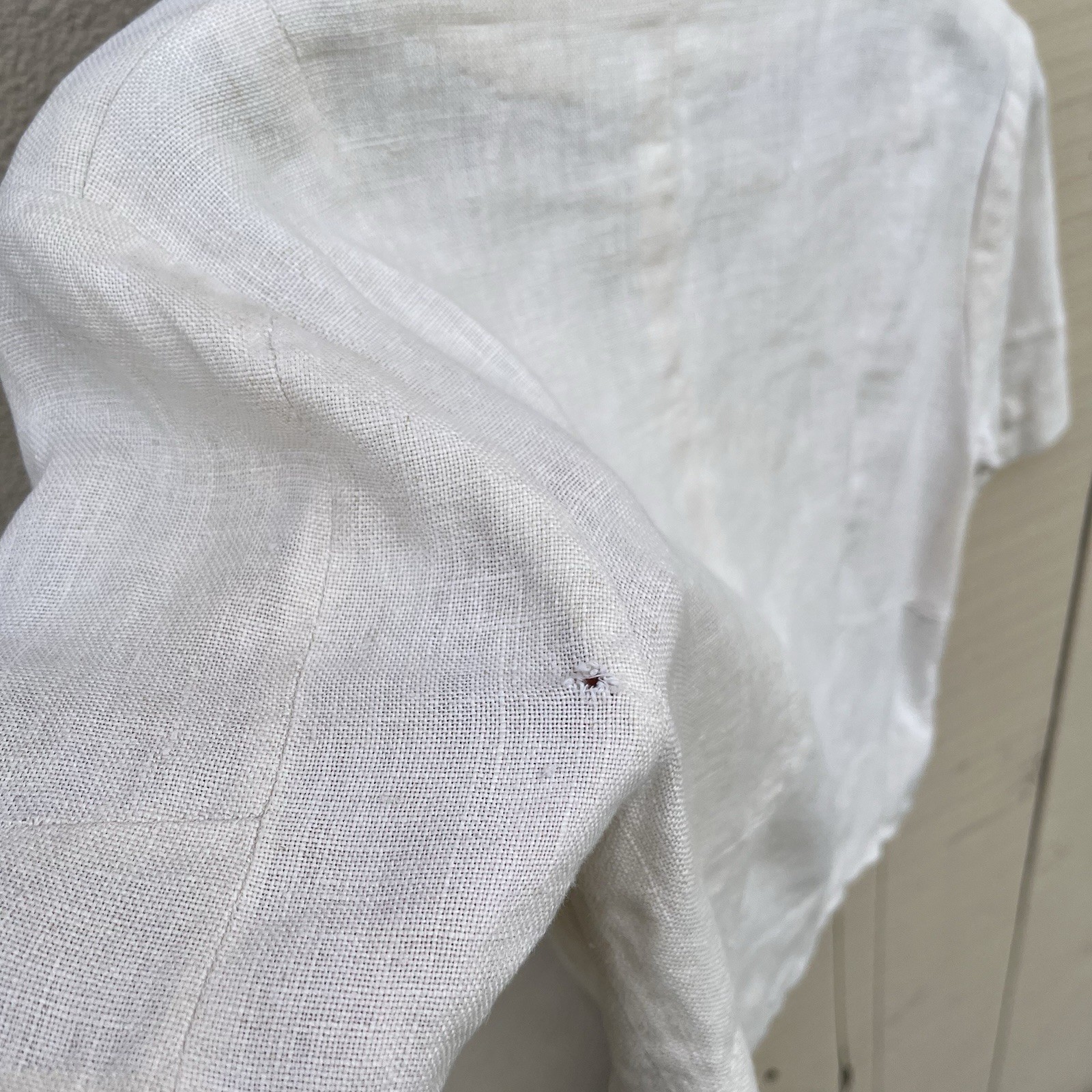 Antique 1910s – 1930s Linen Blouse | Double Breasted | Mother-of-Pearl Buttons