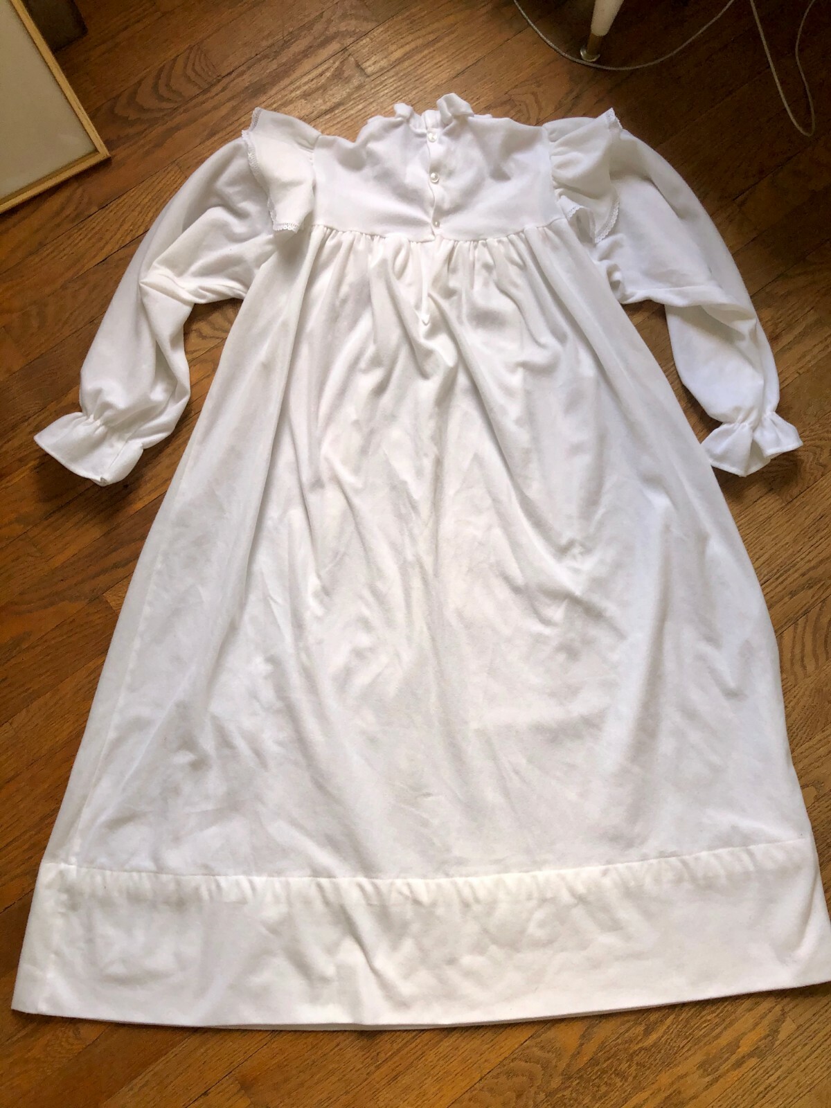 Vintage Pleasant American Girl Samantha Nightgown Juniors White Pink Ribbon Sz L