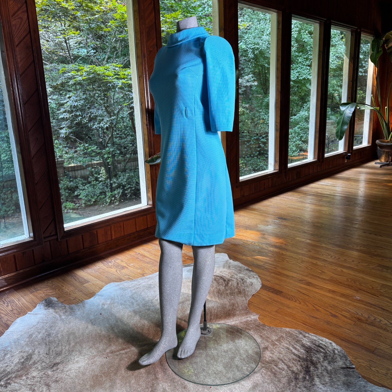 Vintage 60s 70s Stoner Square Nelly Don Mod Knit Shift Dress Talon Zip Small