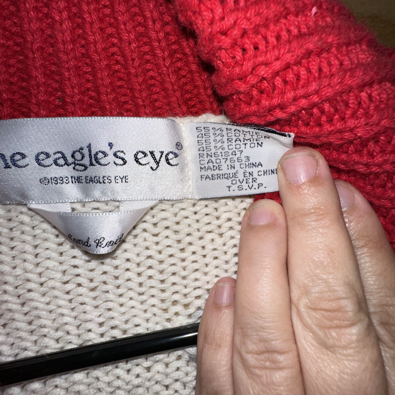 Vtg 1993 Sz M The Eagle’s Eye Birchs Country Store Hand Knit Cardigan *See Pics