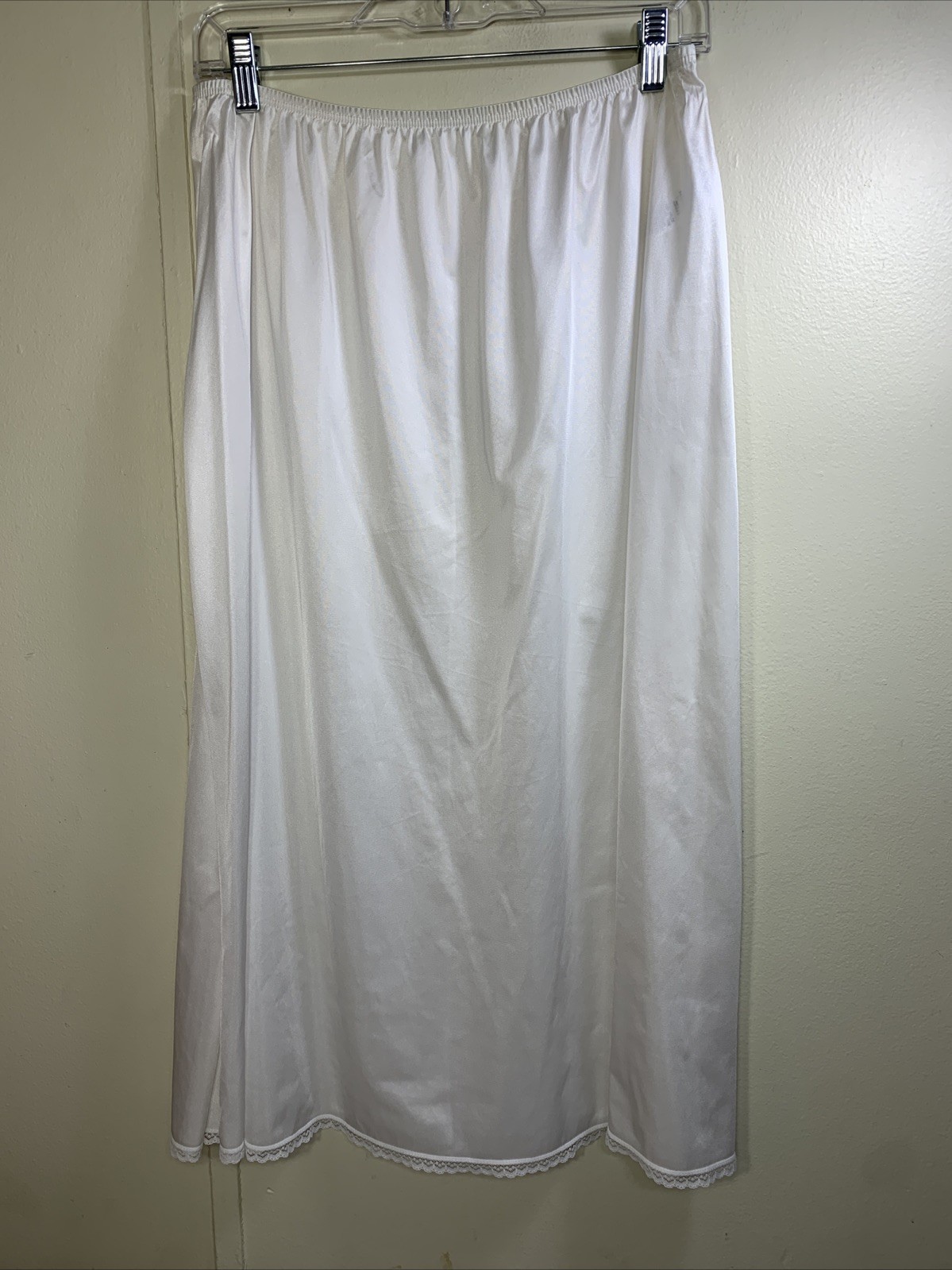 Vanity Fair Half Slip Skirt Dress XL Lace Hem Nylon Modest Lace Wide Sweep 35”