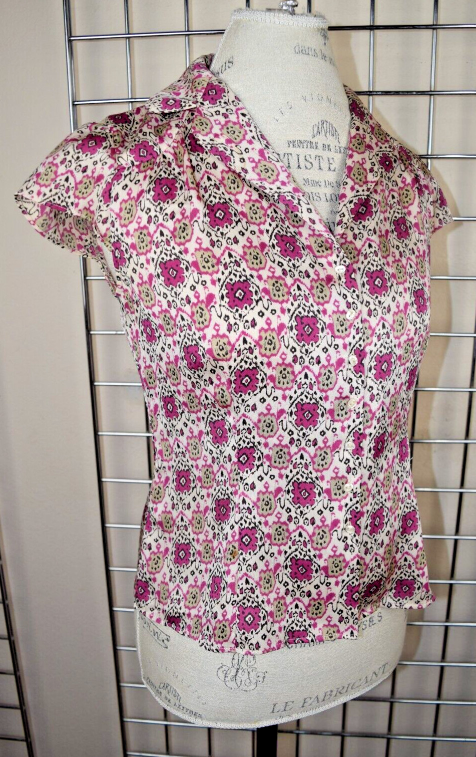 Vintage Top Ann Taylor Loft Size XS/S 90 Shimmery Merlot Purple Bronze Tailored