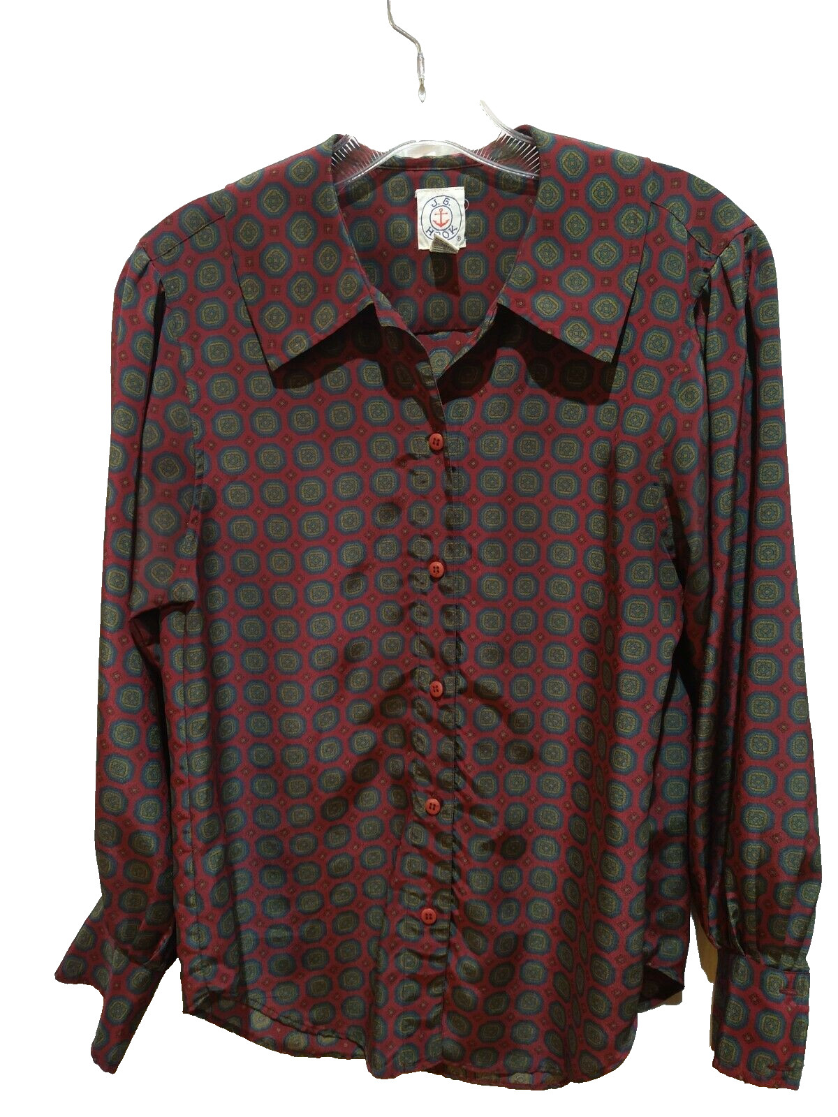 Vintage J.G Hook Long Sleeve Button Up Dark Academia Blouse Top Size 4 Burgundy