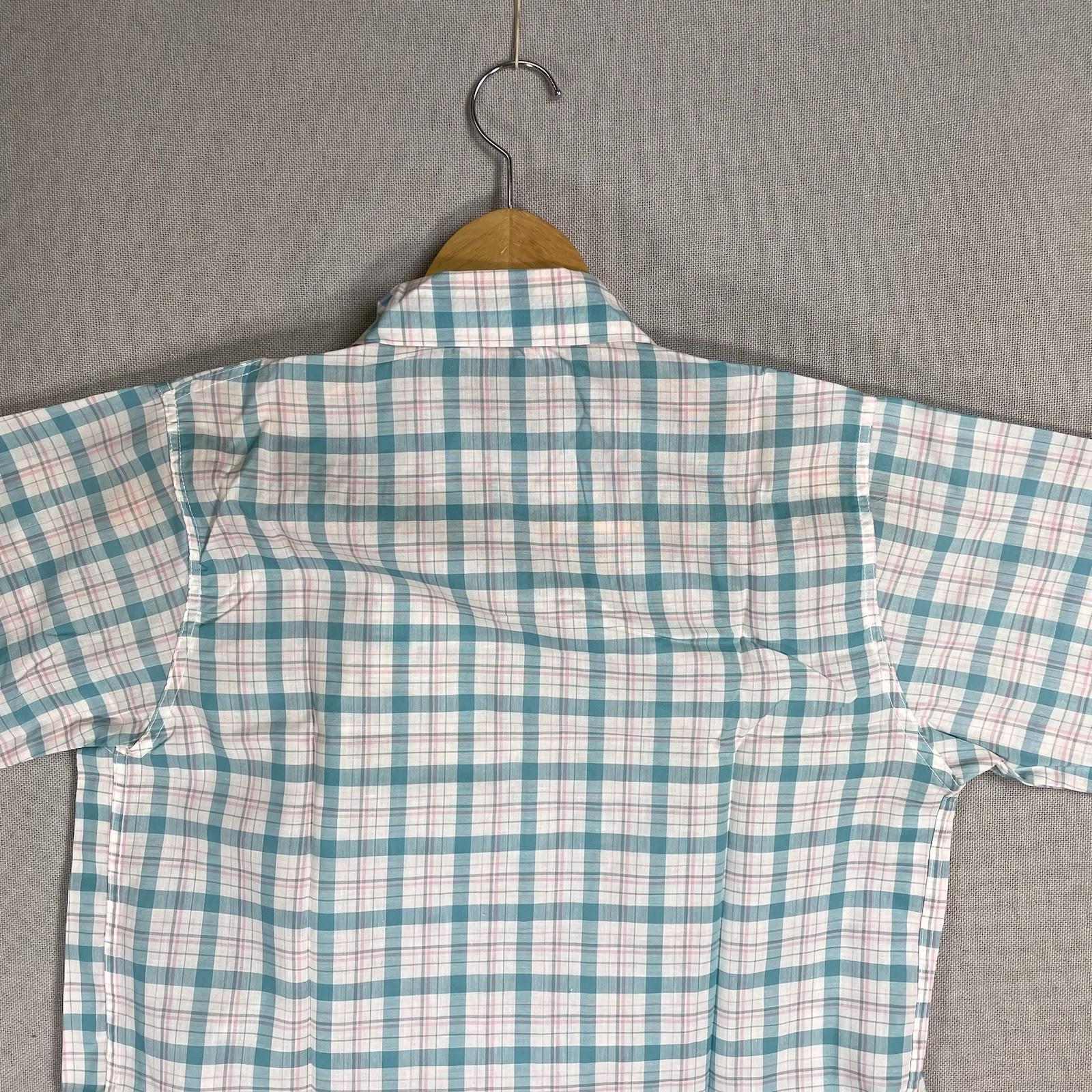 VINTAGE 60s Lewis Frimel Pajama Shirt Plaid Womens Size 32 Cotton Short Sleeve