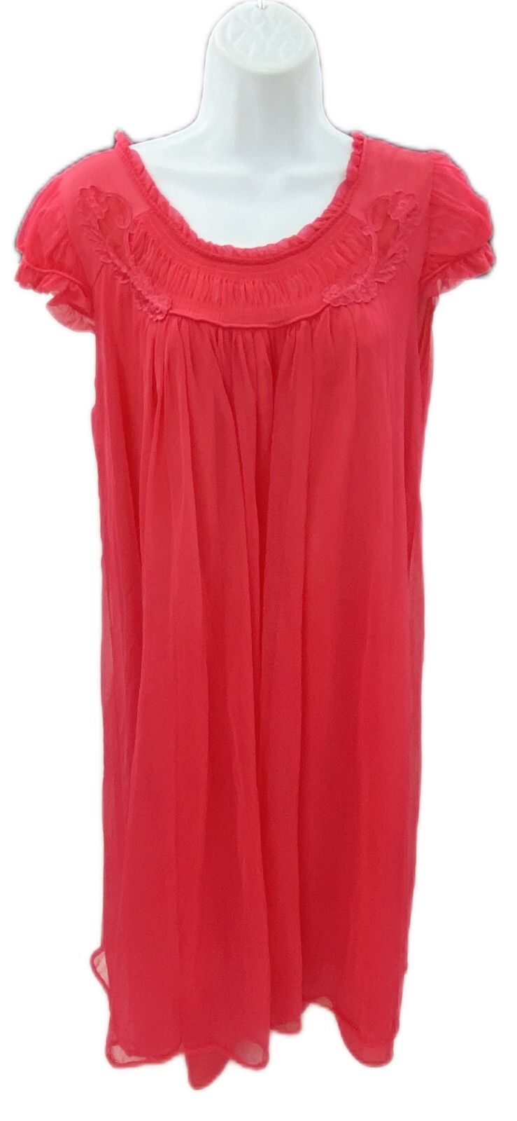 36 Penny’s Adonna 2 Pc Nightgown Robe Vtg Babydoll Red Sissy