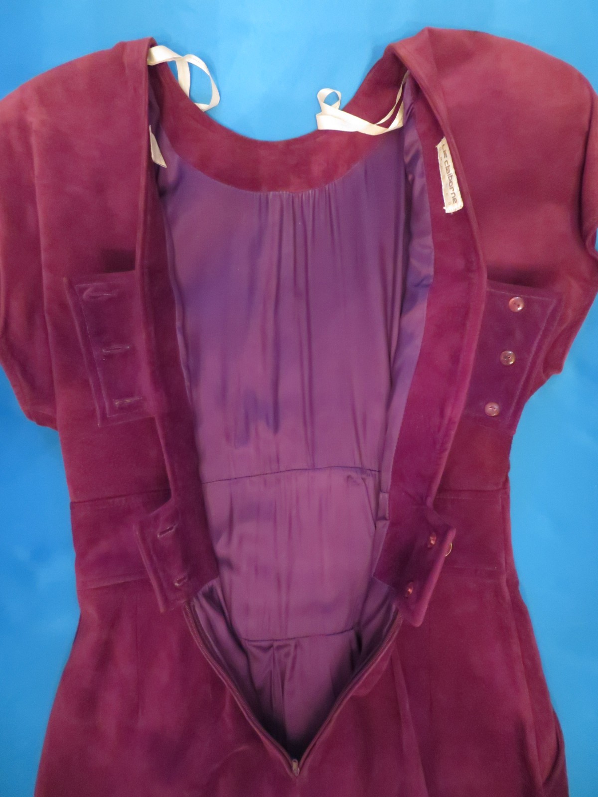 VINTAGE 1980s liz claiborne DRESSES Purple Suede Dress. Misses Size 8. RN 52002.