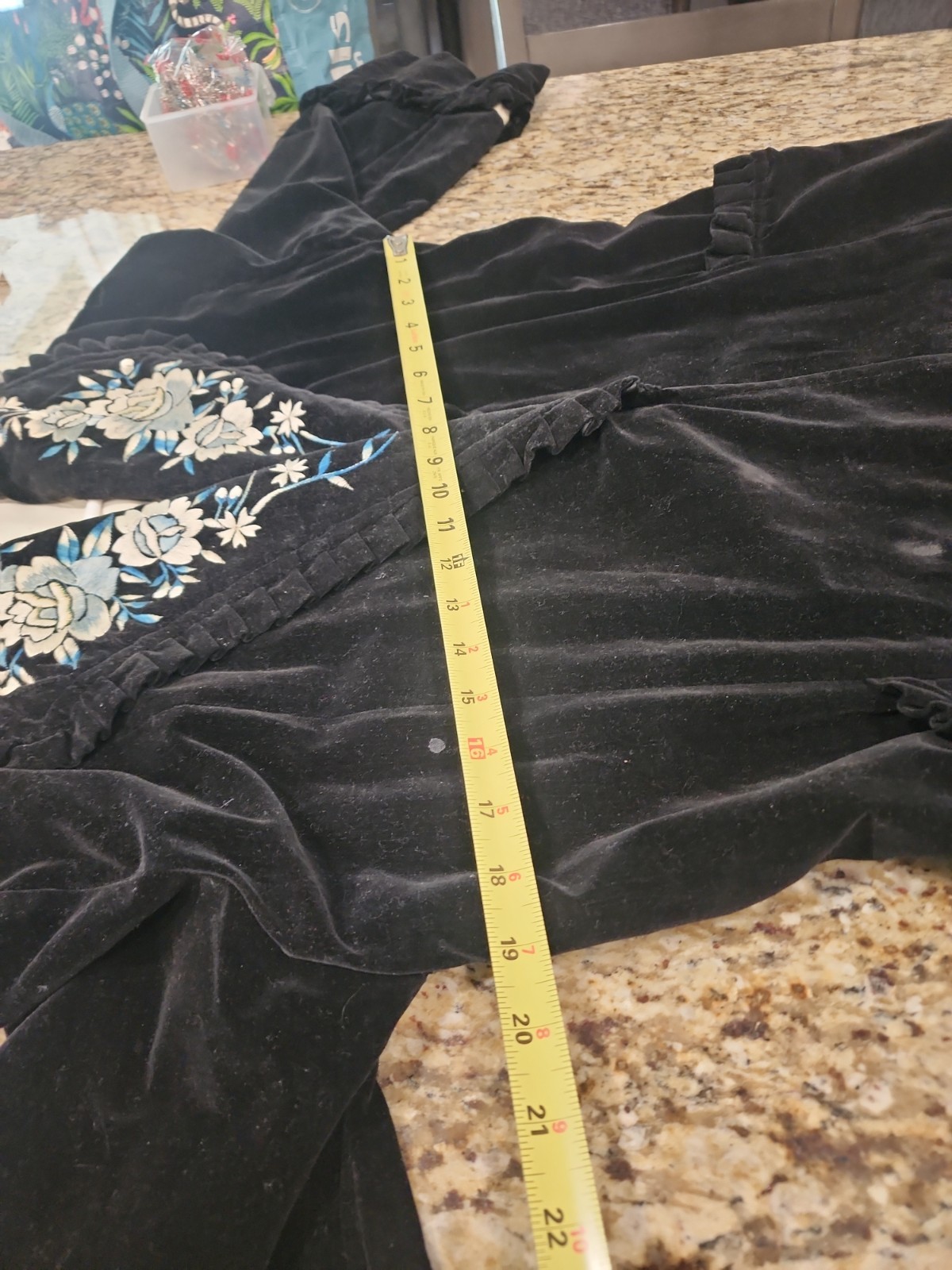 Vintage 1950s Japanese Souvenir Velvet Robe Coat Embroidered Bird Floral…