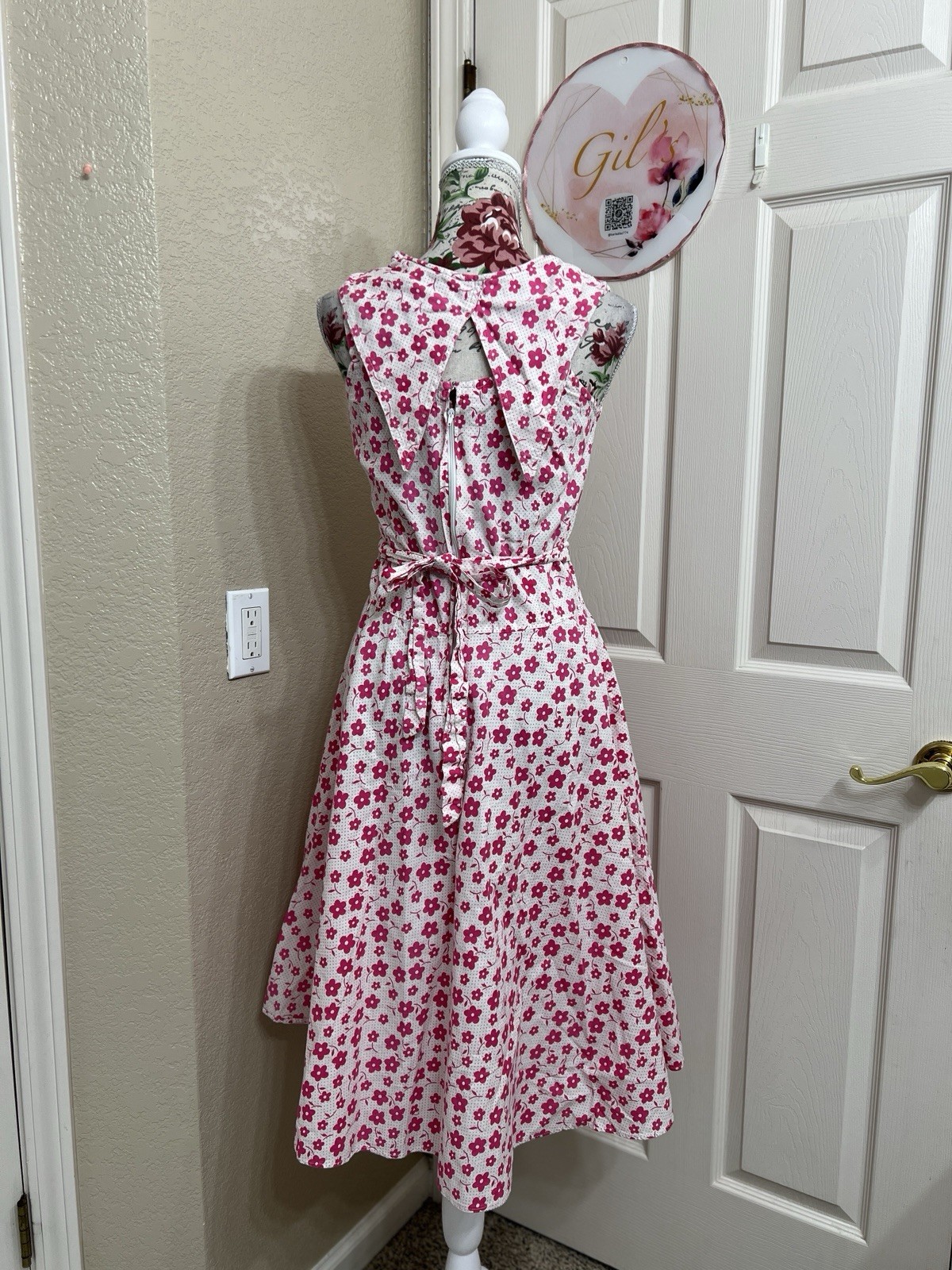 Jmang’s 70s/80s Vintage Retro 1950s Style Pinup Floral Dress Pink Color Size L