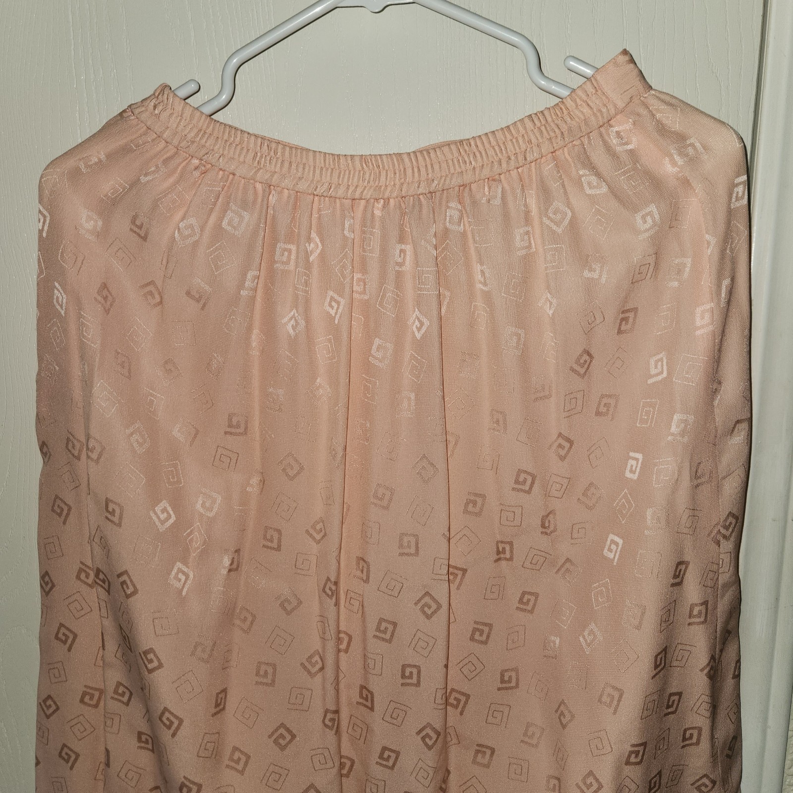 3 Piece Vtg 1980s Joanie Char Patterned Silk Shirt & Skirt Set Salmon Petite 10