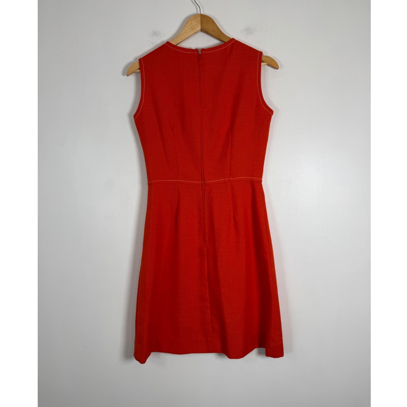 Nautical Vintage John Meyer 12 Shift Dress Orange Anchor Rope Tie Sleeveless