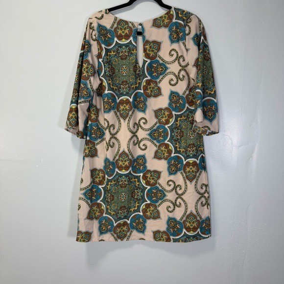 Vintage GiBiu Womens Medallion Paisley Print Bell Sleeve Shift Dress Large