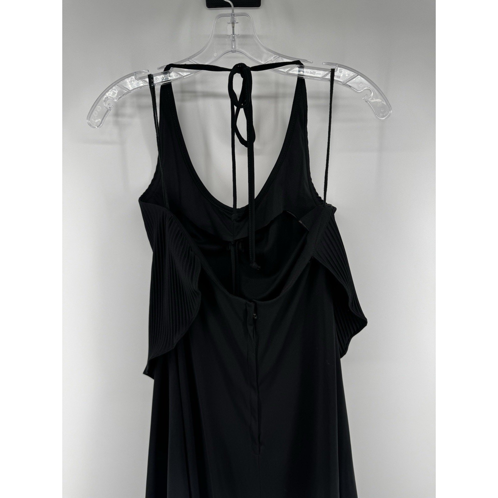 Vintage Black Halter Dress Size 9 Young Edwardian by Arpeja Pleated Bib