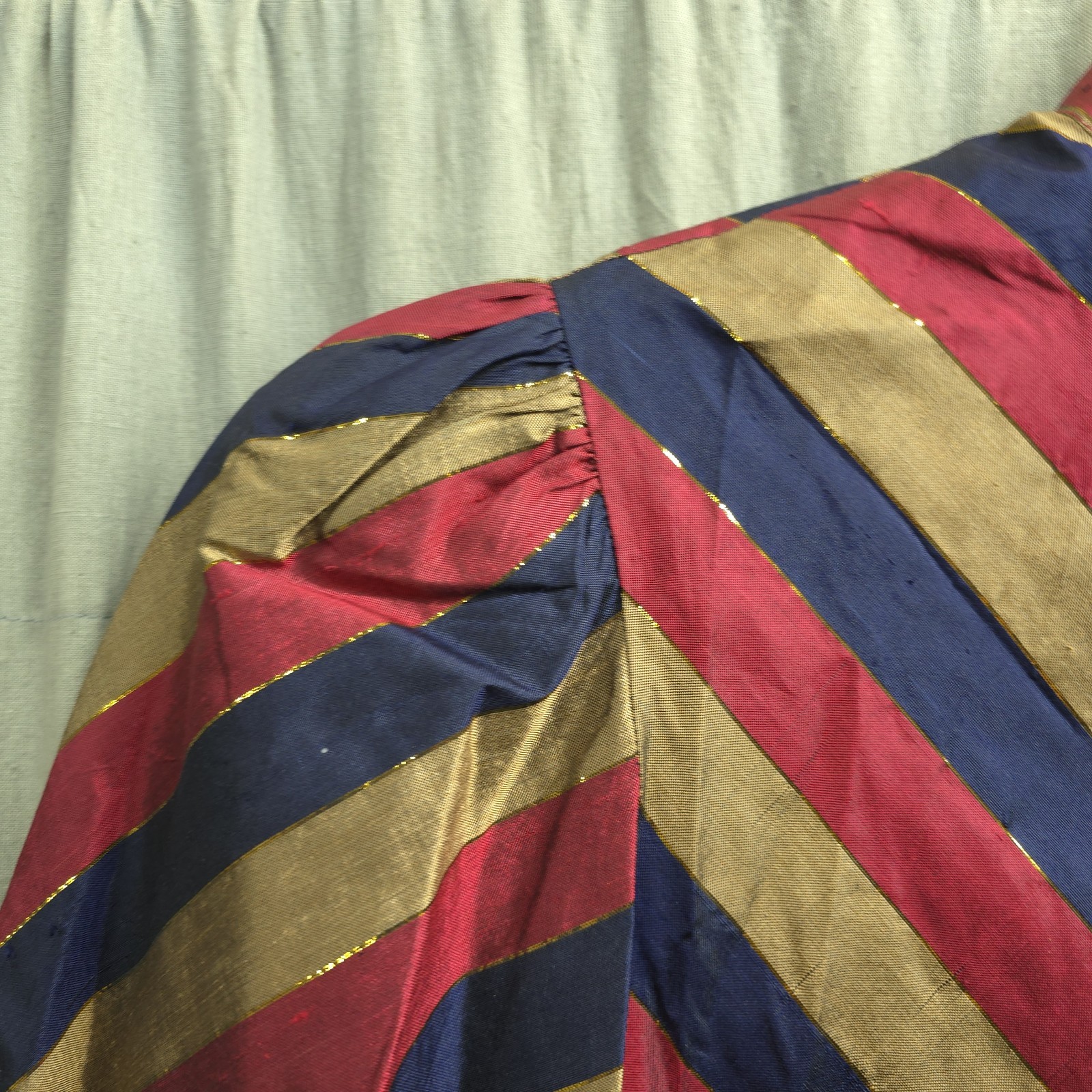 Vtg THAI SILK 3 pc Set Long Skirt, Long Sleeve Blouse, & Pants Gold, Red, & Blue