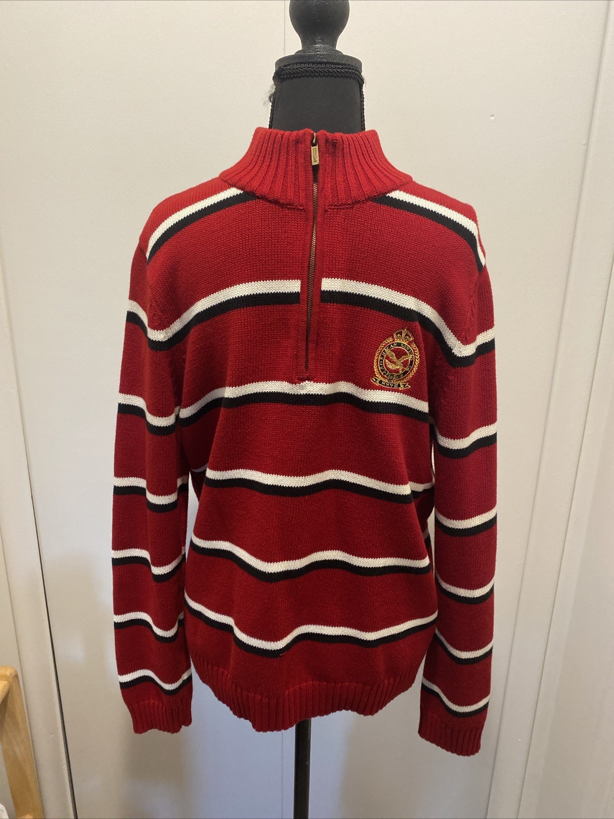 VTG Y2K American Living Ralph Lauren Sweater Size XL Striped Yachting Crest