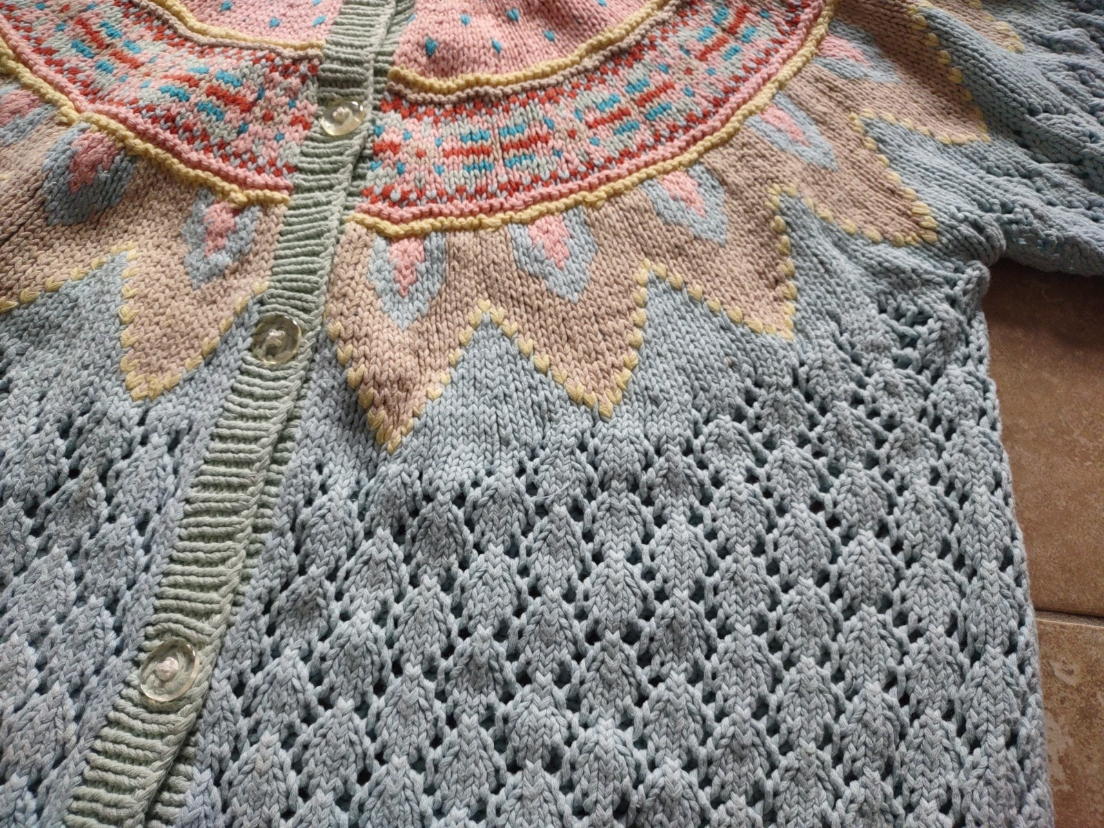 Vintage 1980s Putumayo Sweater Medium Half Sleeve Cotton Cardigan NYC Boutique