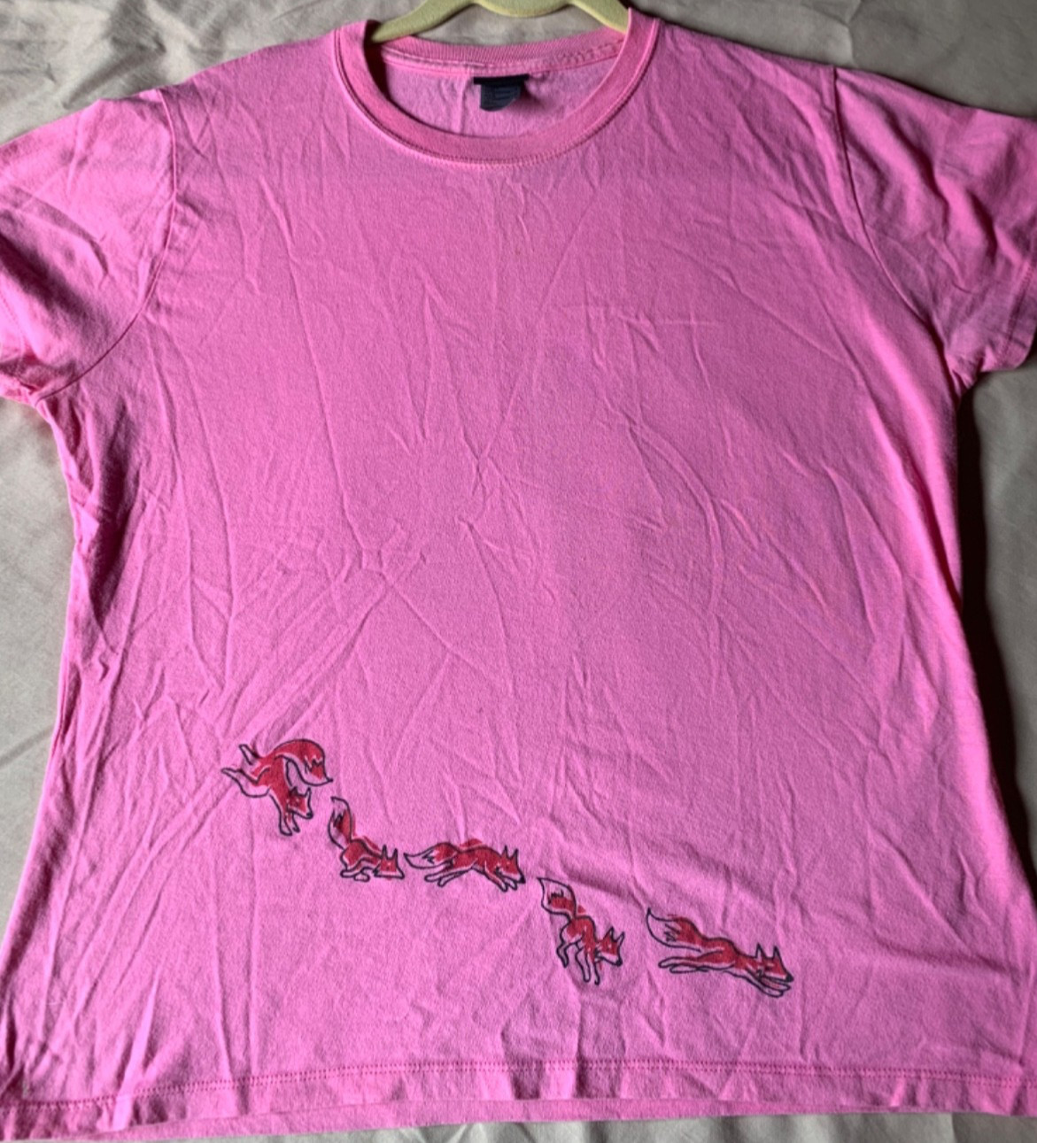 Vintage Womens Sly Fox Brewing Company Double Sided Graphic Tee Pink Size Large
