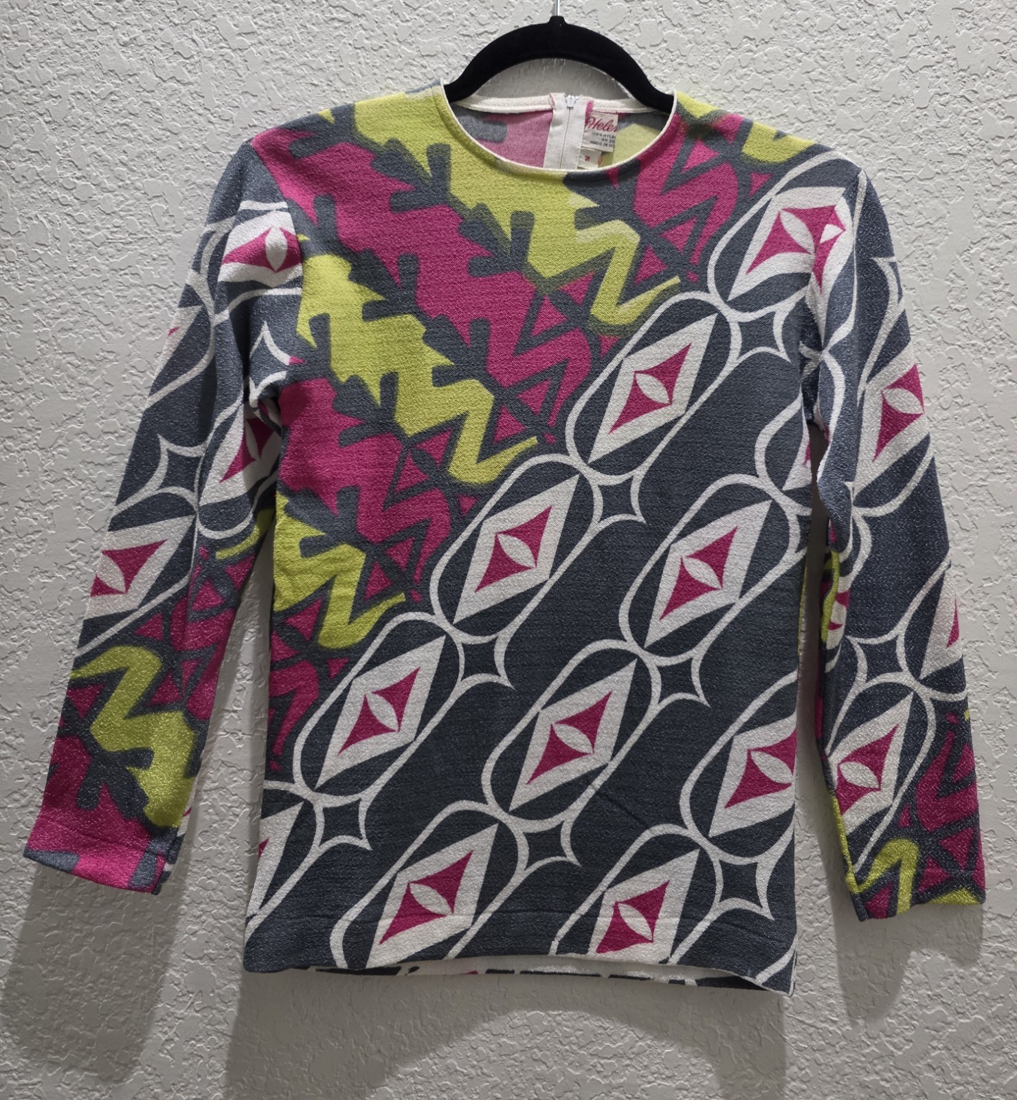 Vintage 1960’s Deadstock Helen Sue Psychedelic Print Top Women’s Size S Artsy