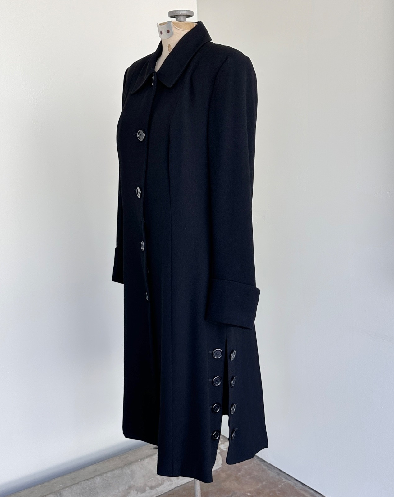 Zelda Black Gothic Duster Coat Medium 6 Vintage Womens Goth A Line Duster Coat
