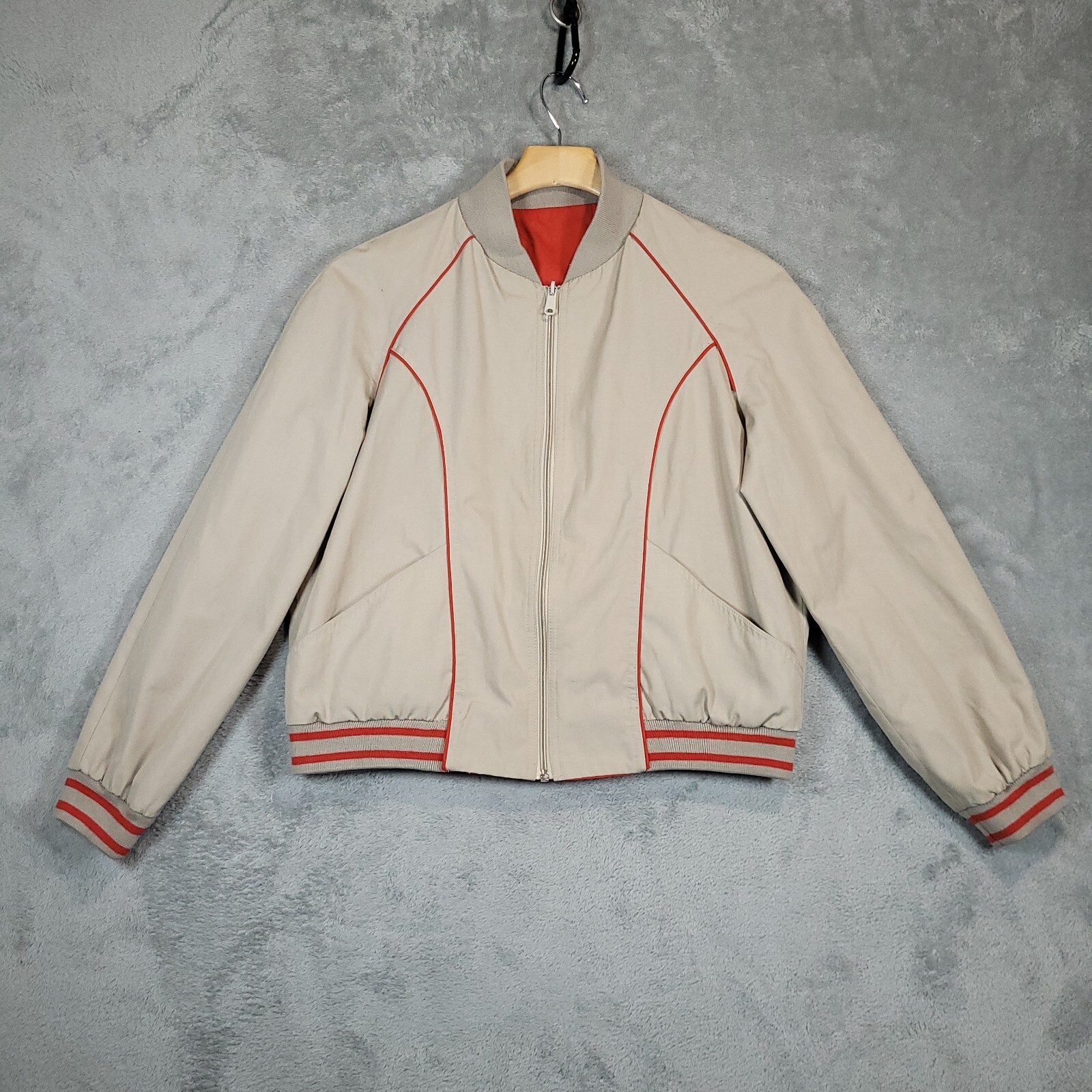 Vintage Nordrstrom Point Of View Jacket Womens Medium * Reversible Red & Beige