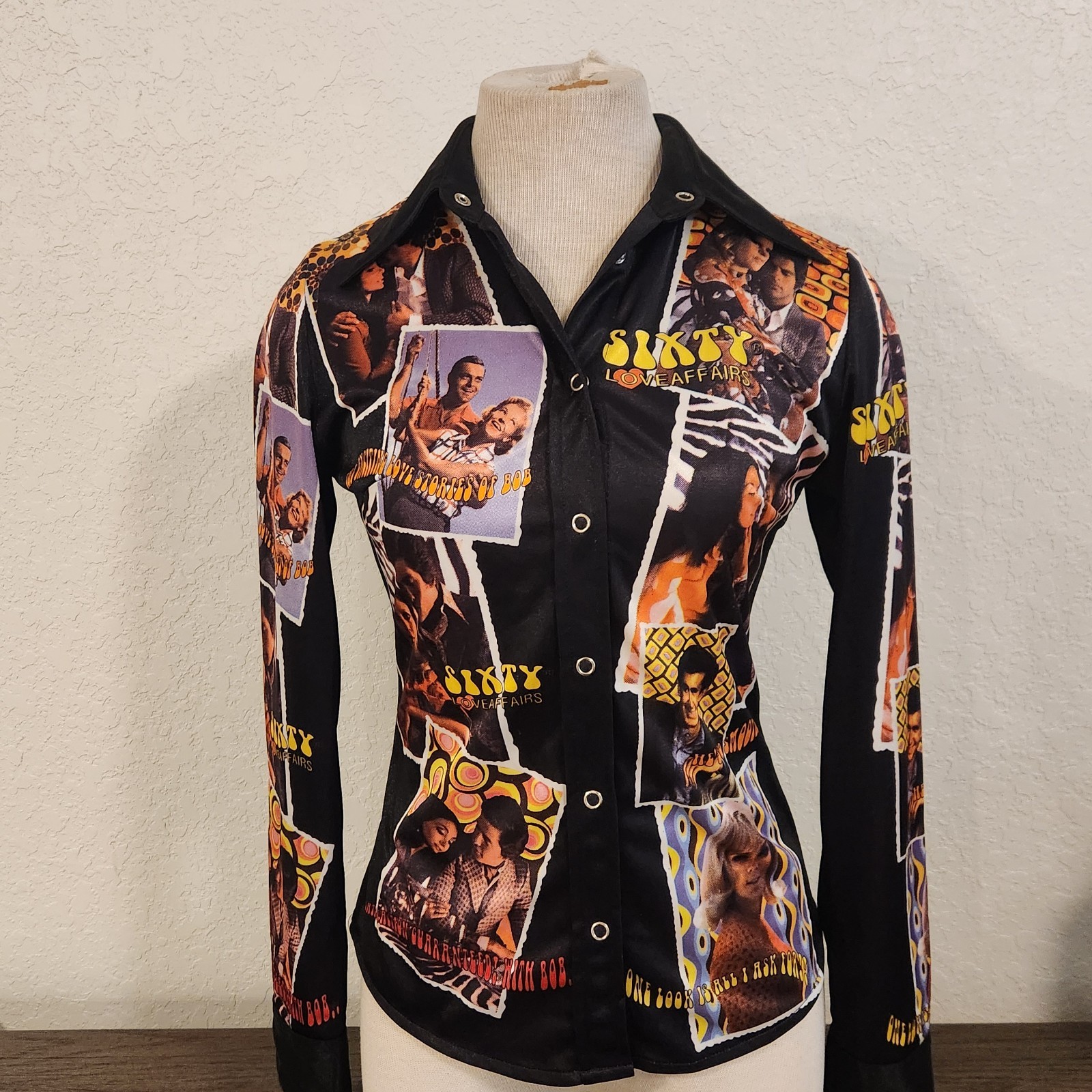 SIXTY Love Affairs Shirt: Sz M Romance Collage Made In Italy Y2K Vintage RARE