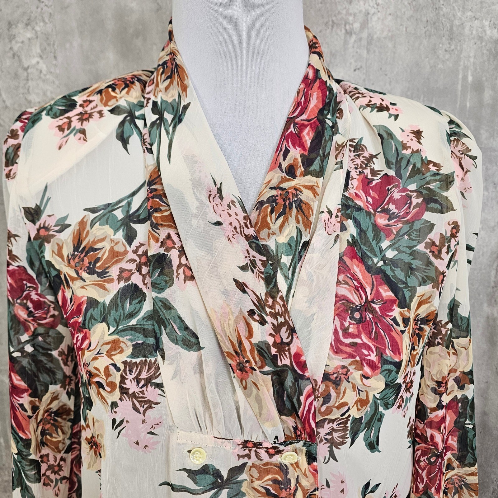 Vintage 90s Nilani Floral Sheer Blouse Romantic Cottagecore Korea Womens M