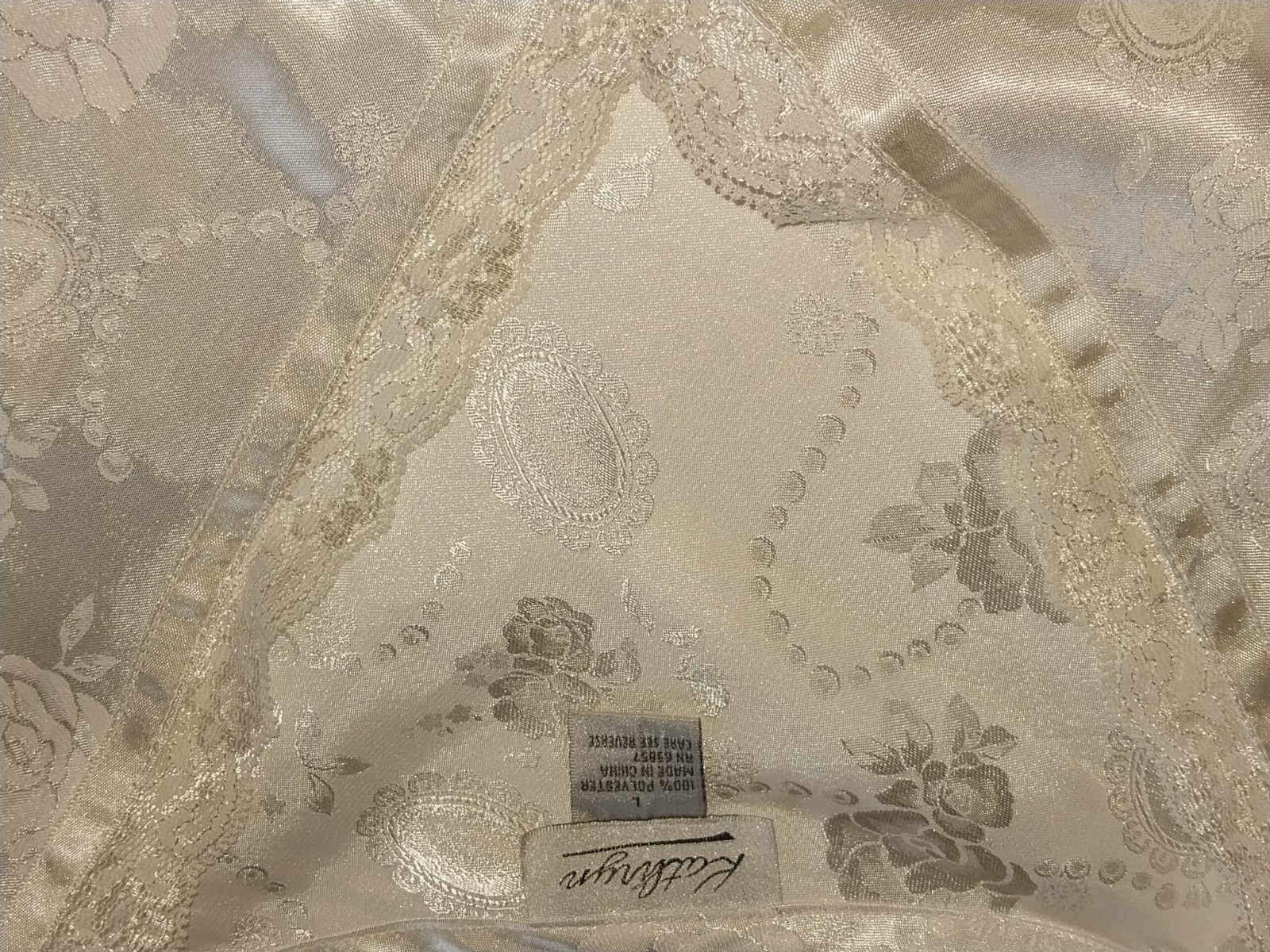 VTG SATIN SHINY COQUETTE VICTORIAN LACY V BOW CAMI BLOUSE TOP 80S L/46″