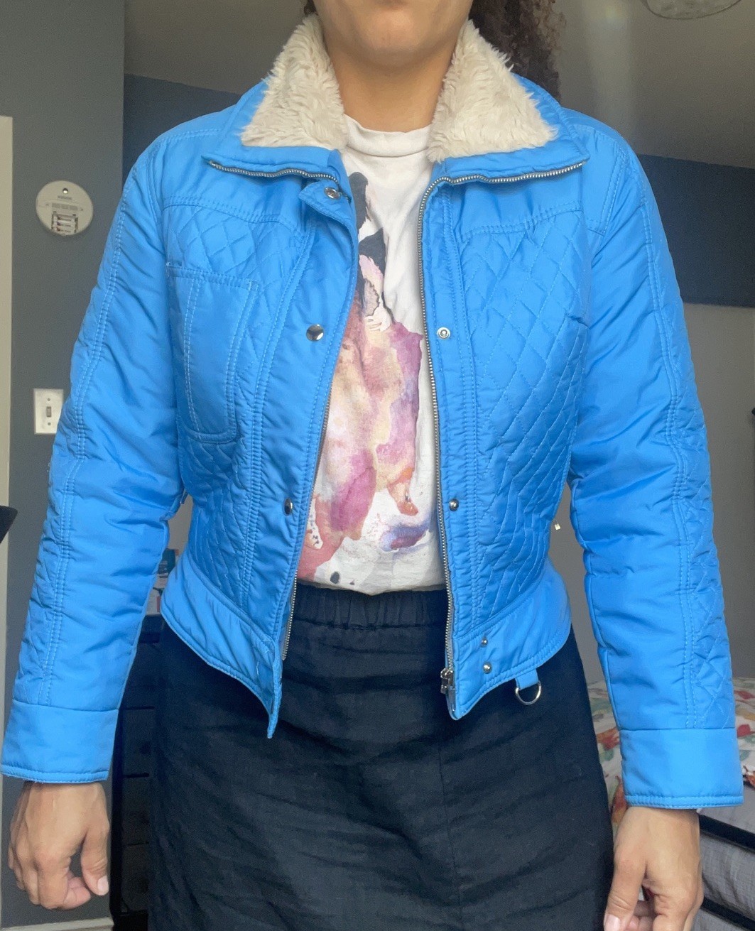 70s Or 80s Vintage Blue Ski Jacket Bomber Medium