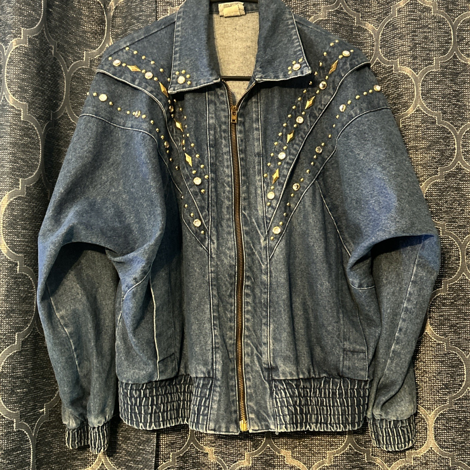 Vintage RIO Inc Blue Denim Women’s S Studded Jacket 80s 90s 100% Cotton