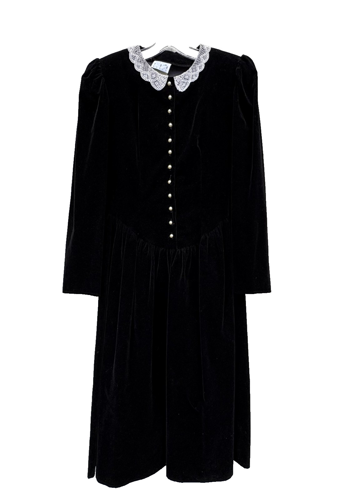 Vintage 1980’s You Too Babes Velveteen Dress Gothic Victorian Lace Collar size 5