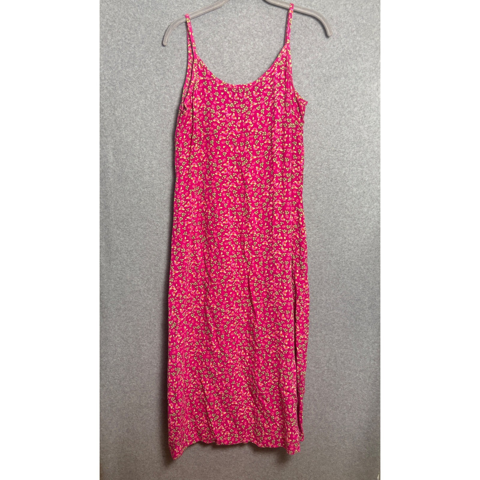 Vintage Schemes Floral Rayon Slip Dress Women M Pink Sleeveless Midi Y2K Cottage