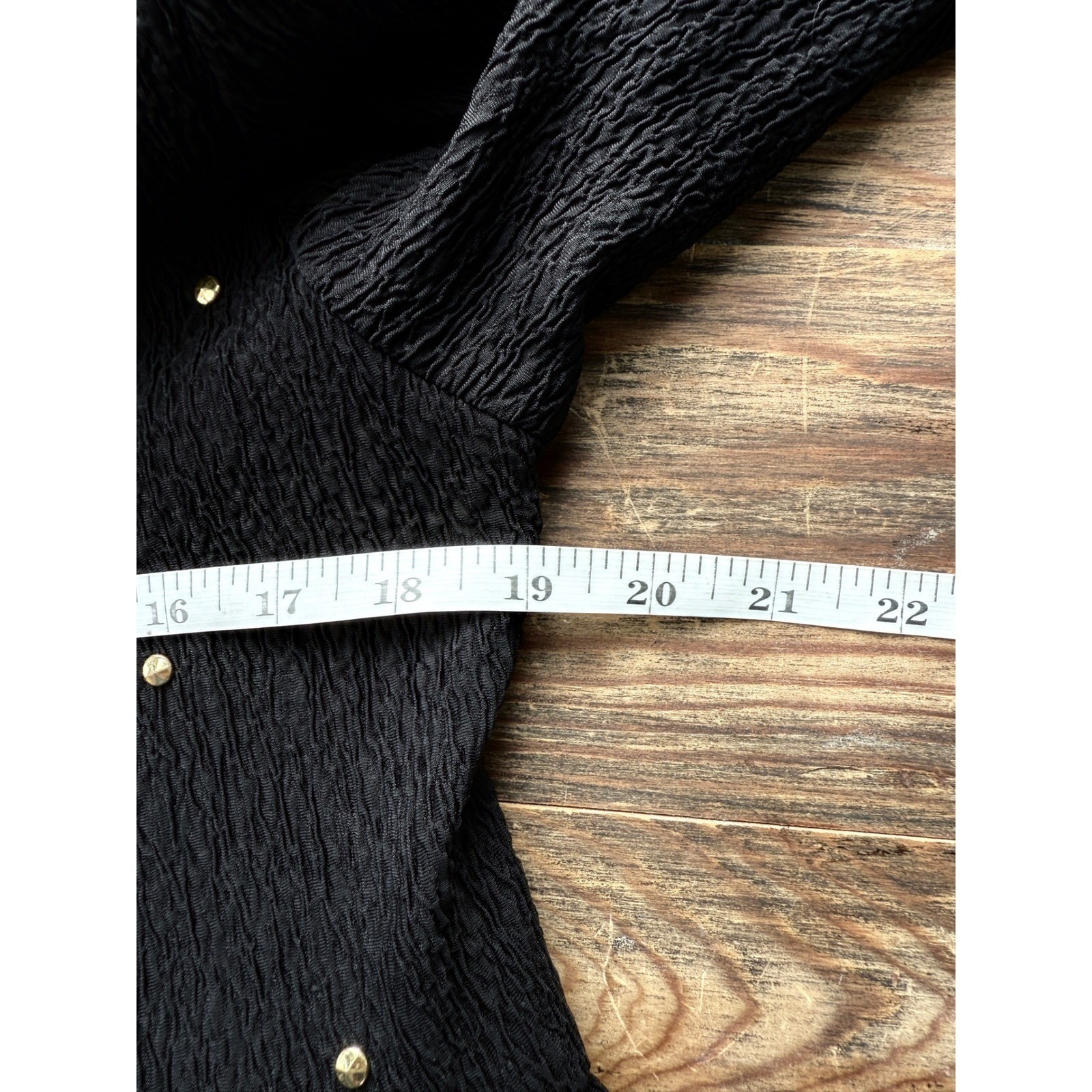A3 Maxima Dress Sunburst Buttons Midi 1990s Vintage Studded Crinkle Black