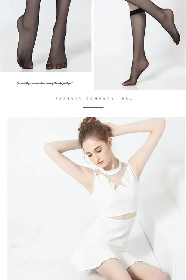 5 Pairs Ultra-thin Nylon Stockings Transparent Elasticity Ladies Knee Sock