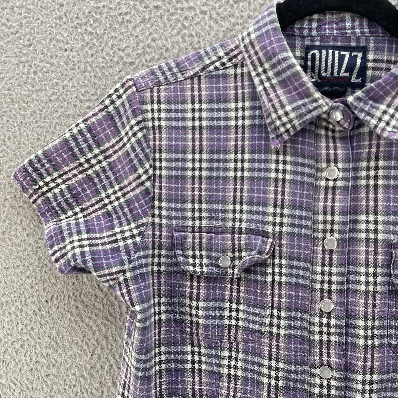 Vintage Quizz New with tags York Snaps Up Shirt Women Medium Crop Petite Purple*