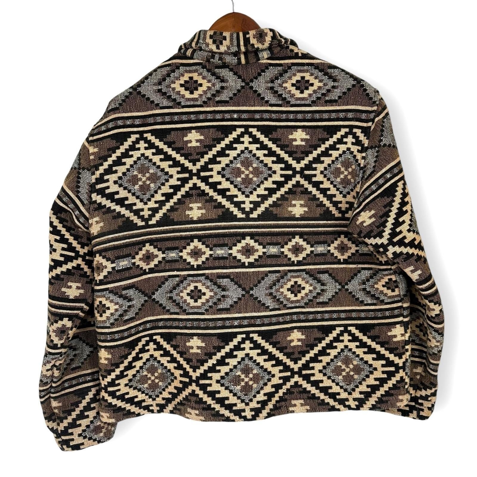 Vtg 90s Chico’s Design Jacket Sz 2 (L/XL) Cotton Tapestry Southwestern Geometric